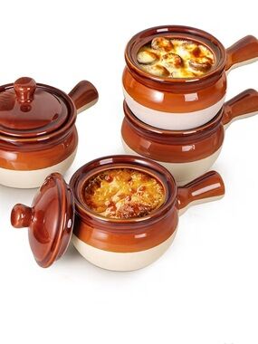 Ceramic Soup Bowls with Handles - Set of 4